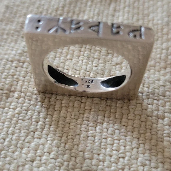 Square Viking Lettering 925 Sterling Silver Ring - Picture 6 of 7